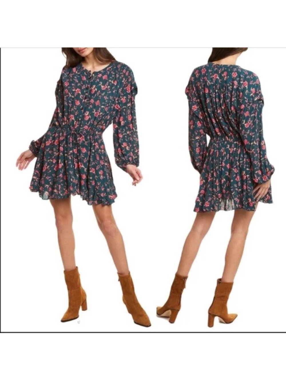 Free People Floral Print LS Free People Floral Print Long Sleeve Mini Dress M
